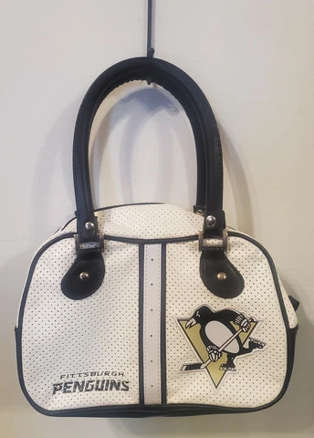 Pittsburgh Penguins Bowler Purse Handbag NHL License Product White Black Cover