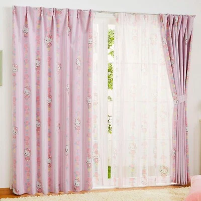 Hello Kitty Class 2 Blackout Curtains 100 x 178 cm 2 Set Pink Sanrio Japan F/S - Image 1 of 4