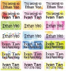 72 COLORFUL Custom Waterproof Name Labels-SCHOOL,NURSERY(Buy 5 get 1 FREE) - Picture 1 of 4