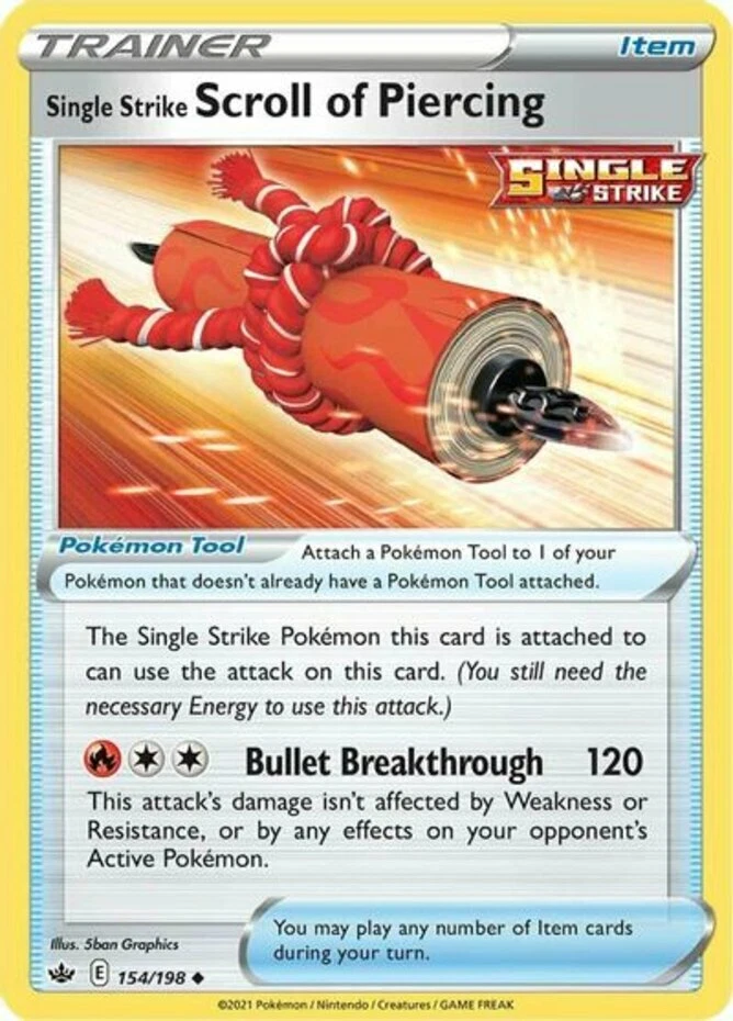 x4 Single Strike Scroll of Piercing - 154/198 - Uncommon - Reverse Holo Pokemon  - Image 1 of 1