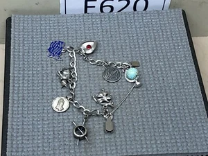 Vintage Sterling Silver Charm Bracelet w/ Charms - Picture 1 of 10