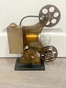 Carrete a carrete de metal estilo vintage proyector de películas utilería decoración estatua - Imagen 1 de 10