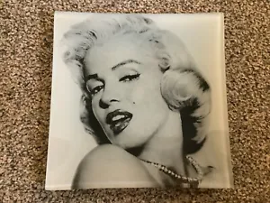 Marilyn Monroe Square Glass Plate 20.5cm Black & White - Picture 1 of 4