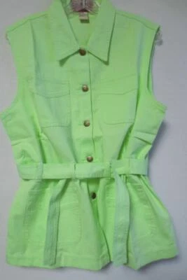 Lindo Top Key Lime Denim & Co con Cinturón, Sin Mangas para Mujer Talla M Nuevo en Paquete Foto 1 de 4