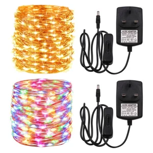 LED Fairy String Lights 10-50m Copper Wire Indoor Outdoor Bedroom Mains Plug In - Picture 1 of 16