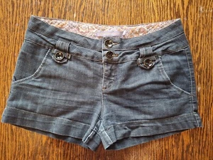 Boom Boom Jeans Denim Shorts Womens Size 11 Dark Wash Mid-rise Button Front - Picture 1 of 6