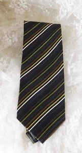 Croft & Barrow Men's Neck Tie Black Brown Gold Striped 100% Silk - Picture 1 of 5