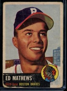 1953 Topps #37 Eddie Mathews Braves Creasing PR LOOK!