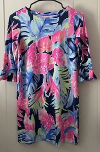 Lilly Pulitzer mini sophie ruffle dress High Tide Tropicolada Girls Sz XL 12/14 - Picture 1 of 6