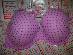NWT VICTORIA SECRET VERY SEXY DEMI BRA 34DD PURPLE SILVER POLKA DOTS STUNNING - Picture 1 of 3
