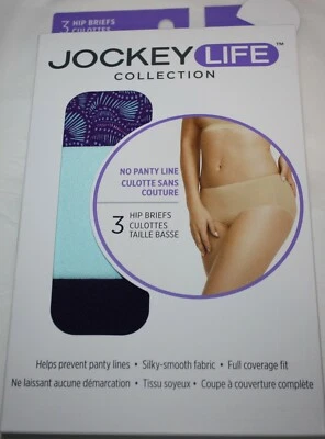 nib set of 3 JOCKEY LIFE HIP BRIEF no panty line PURPLE GREEN Print 20609 sz 7 - Image 1 of 4