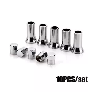 10x TR414 Chrome Car Truck Tire Wheel Tyre Valve Stem Hex Caps w/ Sleeve Cover - Picture 1 of 11