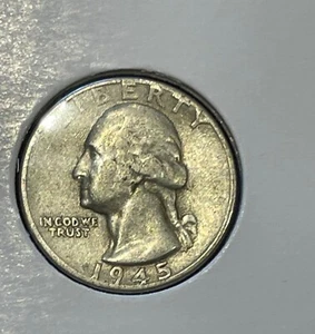 USA 1/4$ 1945 Washington Silver Quarter KM#164 Philadelphia .900Ag aVF B1478 - Picture 1 of 8