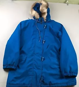 Forecaster Of Boston Jacket Womens Large Blue Full Zip Hooded Lined Filled - Picture 1 of 9