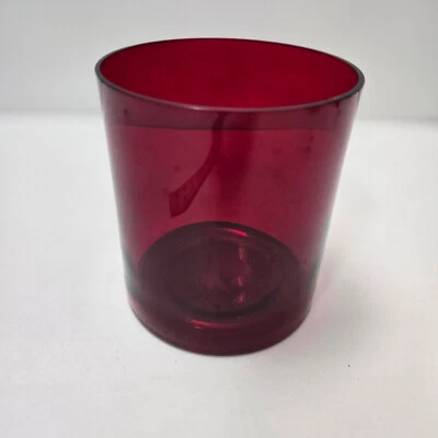 Tarro de vidrio liso rojo candelabro/jarrón 5,5" x 5" Foto 1 de 4