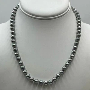 Majorica Gray Rainbow Lustrous Pearl One Strand Necklace 925 Vermeil BoxClasp - Picture 1 of 16