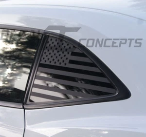 2010-2015 Camaro Flat Black American Flag Rear Quarter Window Accent Decal (2) - Picture 1 of 2
