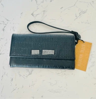 Steve Madden Mason 手包腕带钱包黑色浮雕智能手机手机壳 — 第 1/4 张图片