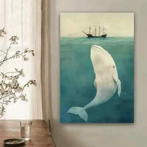 Whale and Ship Wall Art  Canvas Unframed/Framed - Picture 1 of 7