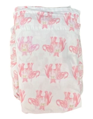 Juego de sábanas ajustables planas dobles Pottery Barn 100 % algodón baúl elefante rosa Foto 1 de 4