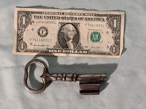 Large 4 1/2"  Wrought Iron Antique  Key, 18th / 19th Century (?), #2/10 Cover