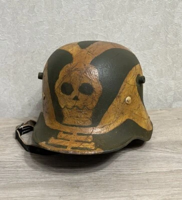 WW1 GERMAN helmet  M17 RARE BATTLE DAMAGE, WWI Relic - Image 1 of 4