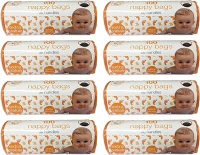 TidyZ Pack of 800 Nappy Bags Thick Strong On A Roll with Tie Handles