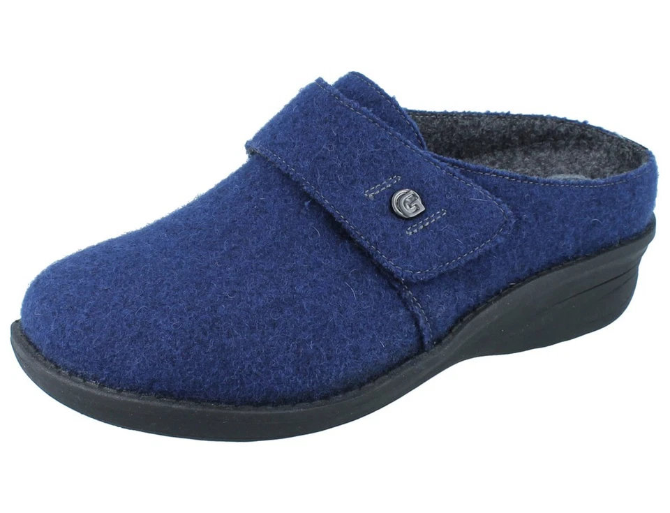 GANTER Hera H Damen Hausschuhe Clogs blau navy/anthrazit Merino Textil - Bild 1 von 1