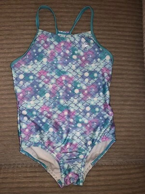 Speedo Girls 5/ 6 Mermaid Scales Multicolor One Piece Swimsuit 50+ UPF - Image 1 of 4