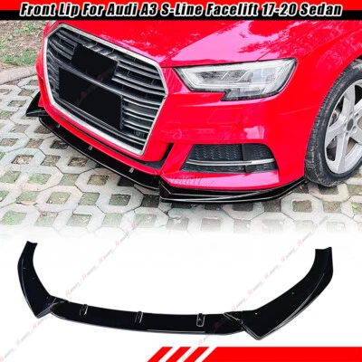 Gloss Black Front Lip Splitter For Audi A3 RS3 S3 8V S-line Sedan 2017-20 - Image 1 of 4