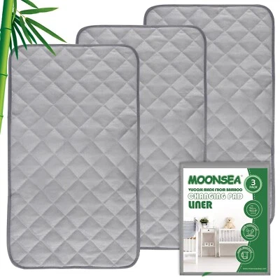 Almohadilla cambiadora impermeable forros bambú rizo bebé cambiador Mat 14""x27"" paquete de 3 Foto 1 de 4