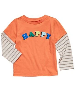 First Impressions Baby Boys Happy-Print Layered-Look T-Shirt - Picture 1 of 6