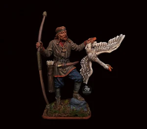 ⭐️Viking archer with a goose, 9-10 th Hand Miniature tin figure 54 mm 1/32⭐️ - Picture 1 of 5