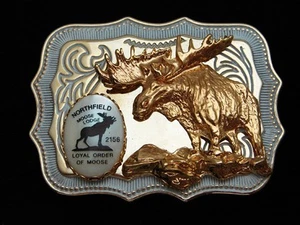 QJ03117 *NOS* VINTAGE AÑOS 70 **NORTHFIELD MOOSE LODGE 2156** HEBILLA DE CINTURÓN - Imagen 1 de 3