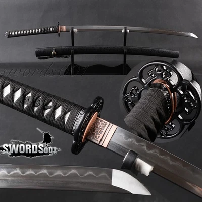 Меч японский самурай катана из углеродистой стали закаленный глиной 1095 черный Saya острый - Изображение 1 из 4