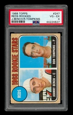 1968 年 Topps Set-Break #247 Reds 新秀 J.Bench、R.Tompkins PSA 4 VG-EX — 第 1/3 张图片