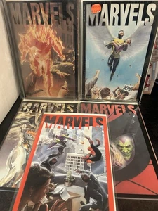 MARVELS #1-4 + Book 0  (1994) MARVEL COMICS FULL SERIES ACETATE COVERS ALEX ROSS - Picture 1 of 3
