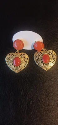 Ohrringe Damen Echt Rot Koralle aus Sardinien Silber 925 Vergoldet - Bild 1 von 4