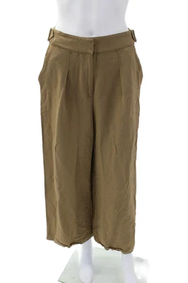 Calça feminina Intermix cintura alta plissada perna larga marrom tamanho 4 - Imagem 1 de 4