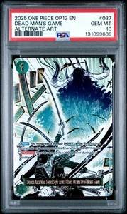 2025 ONE PIECE OP12-037 LEGACY OF THE MASTER DEAD MAN'S GAME ALT ART PSA 10 - Picture 1 of 2