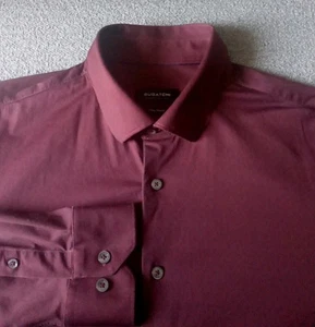 Bugatchi 8 Way Stretch Shirt Men's XL Geometric Maroon Long Sleeve EUC - Picture 1 of 12