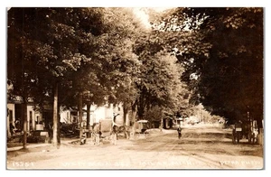 MILAN, MICHIGAN - WEST MAIN STREET - HORSE-DRAWN 1912 PESHA REAL PHOTO POSTCARD - Picture 1 of 2