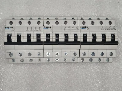 PHILIPS SAFETEC 63A MCB CAMBIO 415 4 POLOS PAQUETE DE 3 PIEZAS GRATIS RÁPIDO Foto 1 de 4