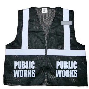 Public Works safety vest, black, REFLECTIVE design, High Visibility vest - Picture 1 of 4