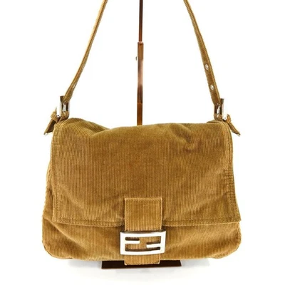 Bolso de Hombro FENDI Mamma Baguette Pana Marrón 26325 29cmx21cmx12cm NNBw77 Foto 1 de 4