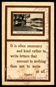 Postcard Riverside Park Scene, Goethe Quote- POSTED - Picture 1 of 2