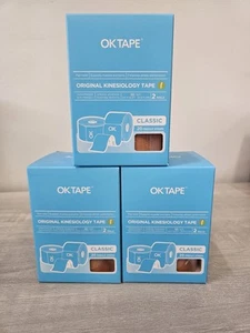 6 Rolls Of Precut OK TAPE Kinesiology Tape Kt Tape Beige 2 Rolls Per Box - Picture 1 of 3
