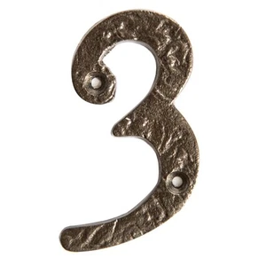 Rustic Iron Numeral - Number 3 Cast Iron Antique House Door Sign H75mm Raw - Picture 1 of 5