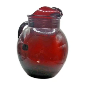 Ruby Glass Pitcher Hand Made Pontil Art Glass 10" x  4" - Picture 1 of 10