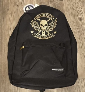 Overwatch Loungefly Backpack Blizzard Deadlock Rebels Black & Gold Bookbag NWT - Picture 1 of 1